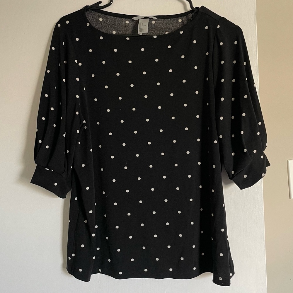 H&M Black and White Polka Dot Blouse